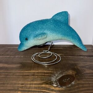 Vintage Dolphin Lamp Night Light Melted Popcorn Aqua Blue No Light Y2K